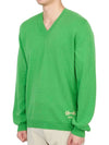 Men's Cashmere Embroidered Logo V-Neck Knit Top Green - GUCCI - BALAAN 3