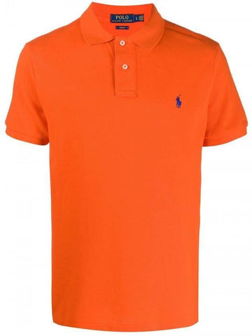 Men's Blue Embroidered Logo Short Sleeve PK Shirt Orange - POLO RALPH LAUREN - BALAAN 1