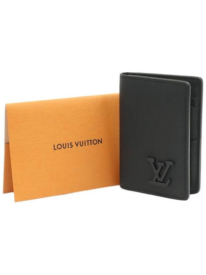 Black Grain Calfskin LV Aerogram Pocket Organizer Card Holder - LOUIS VUITTON - BALAAN 2