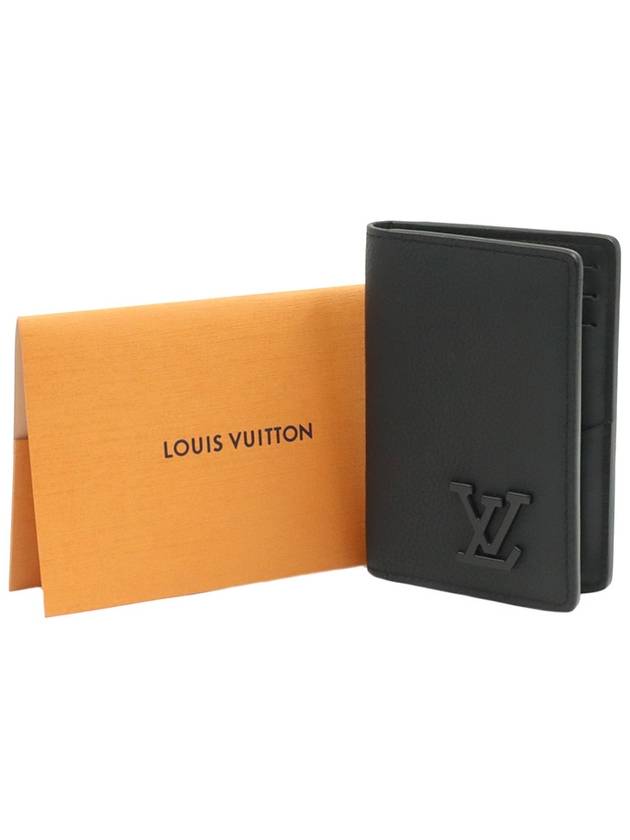 Black Grain Calfskin LV Aerogram Pocket Organizer Card Holder M69979 - LOUIS VUITTON - BALAAN 2