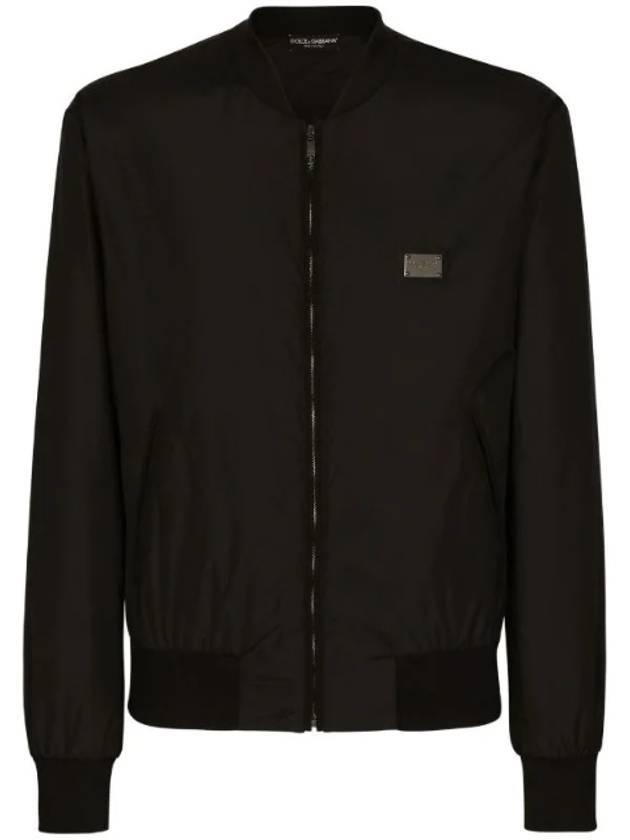 Men's Branded Tag Nylon Zip-up Jacket Black - DOLCE&GABBANA - BALAAN 1