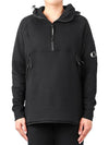 Lens Wappen Half Zip-Up Hood Black - CP COMPANY - BALAAN.