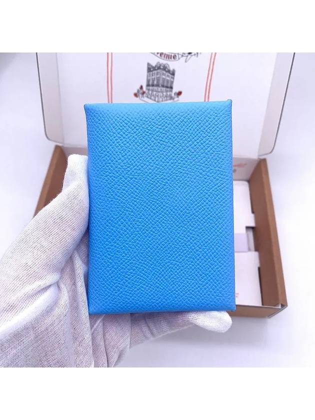 Calvi Duo Compact Card Wallet Blue - HERMES - BALAAN 4