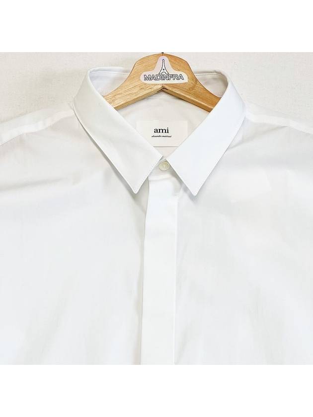 Tonal Logo Classic Long Sleeve Shirt White - AMI - BALAAN 7