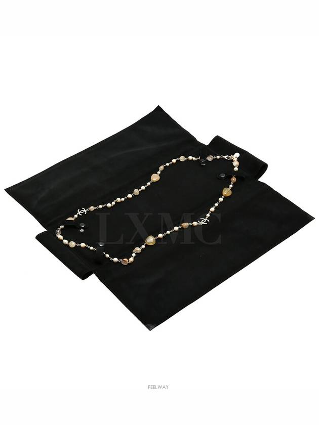 100th Anniversary Stone Long Necklace Pearl CC Logo Chain - CHANEL - BALAAN 10