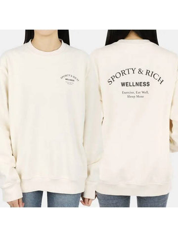 Women's Wellness Studio Sweatshirt Cream WELLNESS STUDIO CREWNECK CREAM BLACK - SPORTY & RICH - BALAAN 1