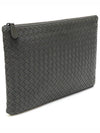 355261 Khaki Intrecciato Nappa Large Pouch Clutch - BOTTEGA VENETA - BALAAN 3