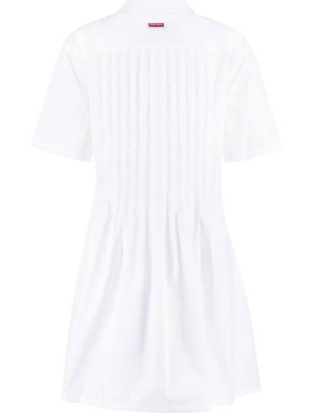 Poplin Shirt Cotton Short Dress White - KENZO - BALAAN 3