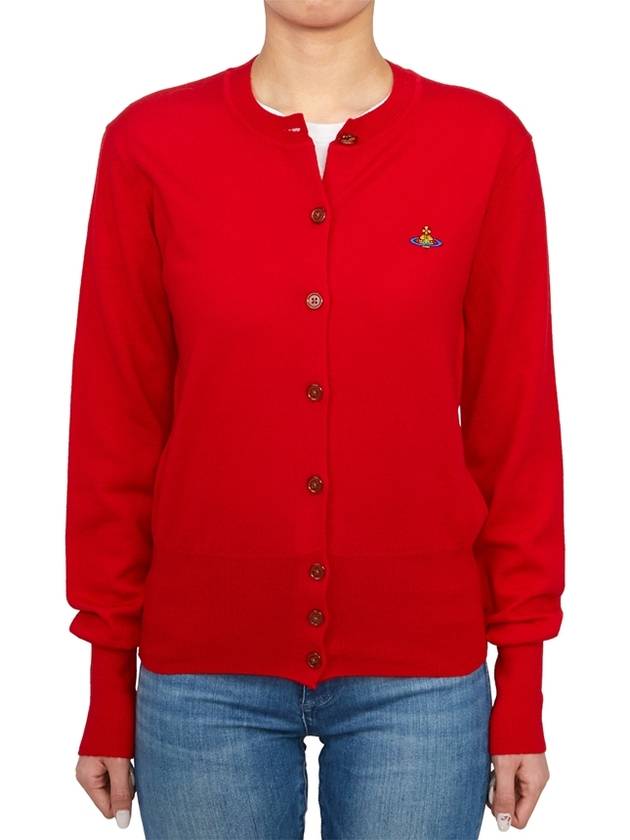 Bea Logo Wool Cardigan Red - VIVIENNE WESTWOOD - BALAAN 3