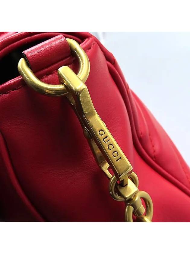 498110 Red Leather Matelasse Gold Marmont Top Handle Tote Bag Shoulder Strap 2WAY - GUCCI - BALAAN 6