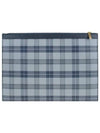 Tartan Pebble Grain Leather Clutch Bag Grey - THOM BROWNE - BALAAN 4