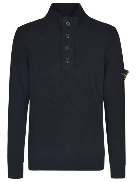 Wappen Patch Button Knit Top Black - STONE ISLAND - BALAAN 2