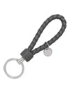 Intrecciato Leather Key Holder Grey - BOTTEGA VENETA - BALAAN 3