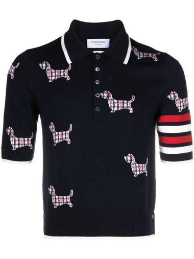 Hector Intarsia Polo Shirt Navy - THOM BROWNE - BALAAN 1