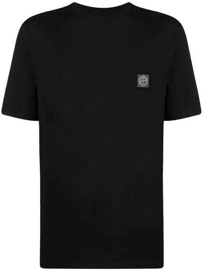 Pisato Effect Logo Patch Short Sleeve T-Shirt Black - STONE ISLAND - BALAAN 2