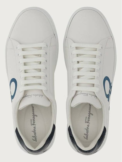 Number Gancini Low Top Sneakers White Mediterranean Blue - SALVATORE FERRAGAMO - BALAAN 2