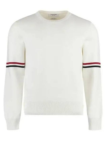 Men's Milan Stitch Armband Crew Neck Knit Top White - THOM BROWNE - BALAAN 2