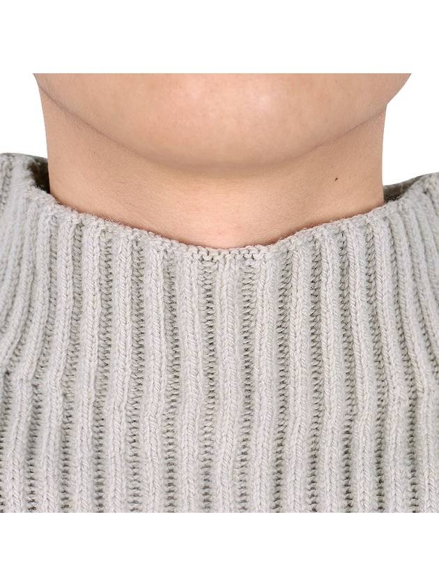 Marina Full Ribbed Pure Wool Mock Turtleneck Plaster Beige - STONE ISLAND - BALAAN 6