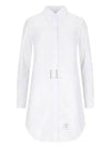 Solid Poplin Pleated Back Shirt Mini Dress White - THOM BROWNE - BALAAN 2