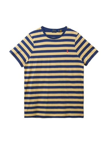 Custom Slim Fit Striped Jersey Short Sleeve T-Shirt Blue Yellow - POLO RALPH LAUREN - BALAAN 1