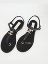 CC Logo T Strap Sandals Lambskin Metal & Black - CHANEL - BALAAN.