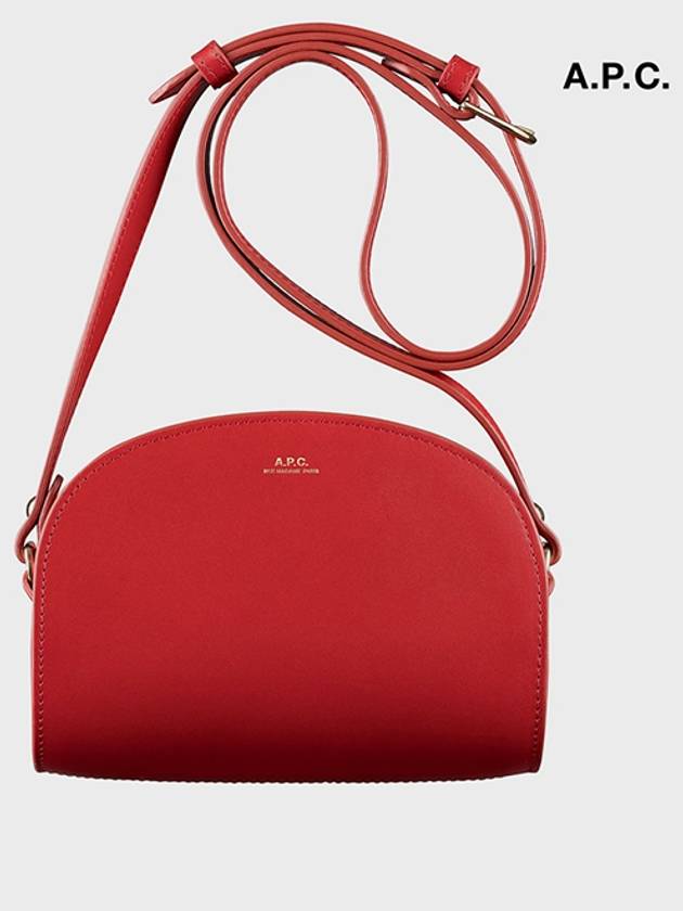 Women's Leather Demiloon Half Moon Bag Cross Bag Red PXAWV-F61048 - A.P.C. - BALAAN 1