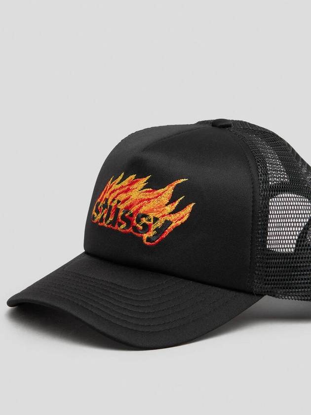 Flames Trucker Ball Cap Black - STUSSY - BALAAN 6