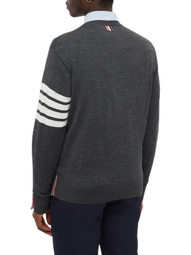 4 Bar Armband Classic Merino Wool Knit Top Dark Grey - THOM BROWNE - BALAAN 4