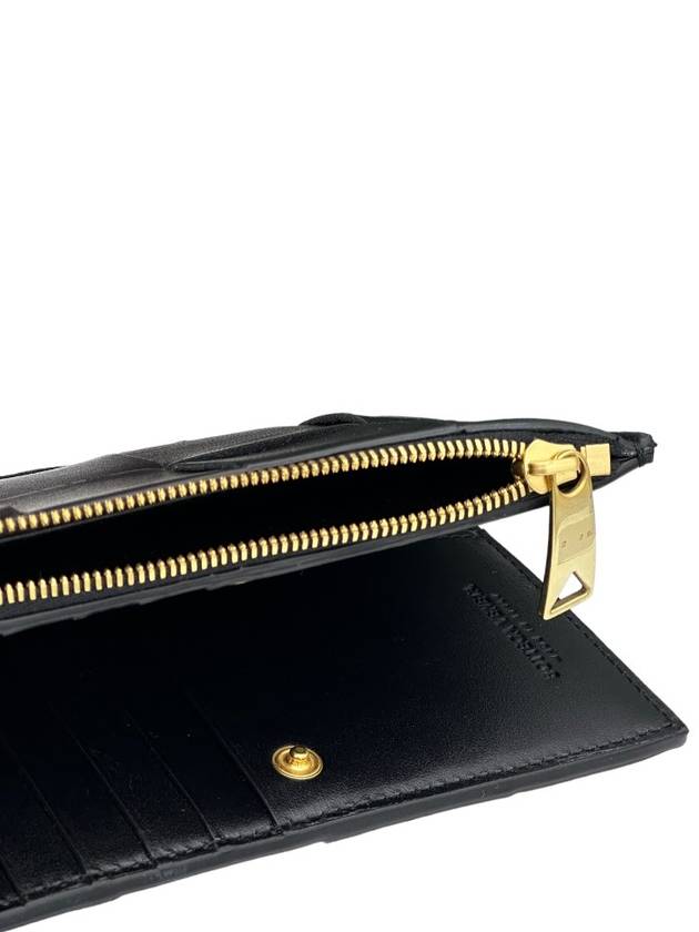 Intrecciato Zipper Fold Halfwallet Black - BOTTEGA VENETA - BALAAN.