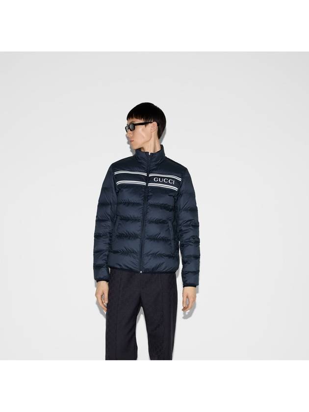 Logo Zip-Up Padding Navy - GUCCI - BALAAN 8