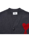 Big Heart Logo Wool Cardigan Grey - AMI - BALAAN 4