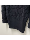 Merino Crisscross Cable Stitch Crewneck Knit Top Navy - THOM BROWNE - BALAAN 6