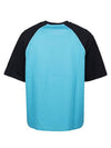 FF Raglan Short Sleeve T-Shirt Blue - FENDI - BALAAN 3