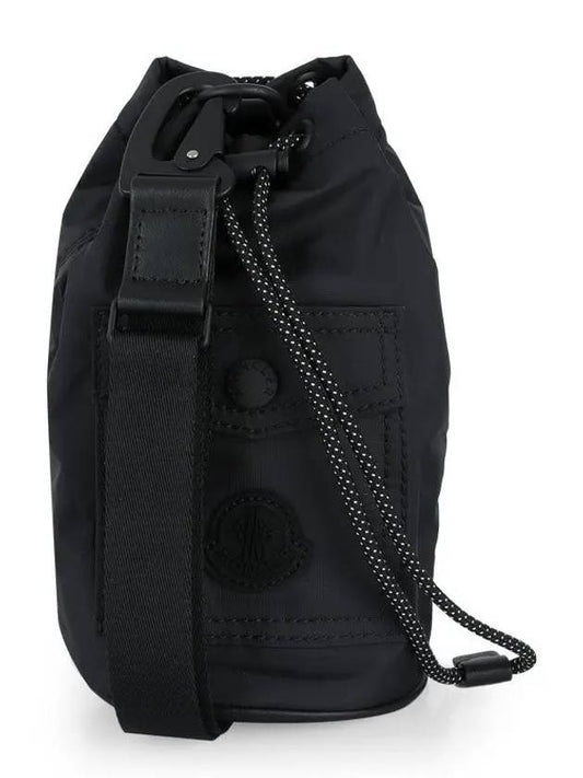 Logo Patch Drawstring Mini Bucket Bag Black - MONCLER - BALAAN 2