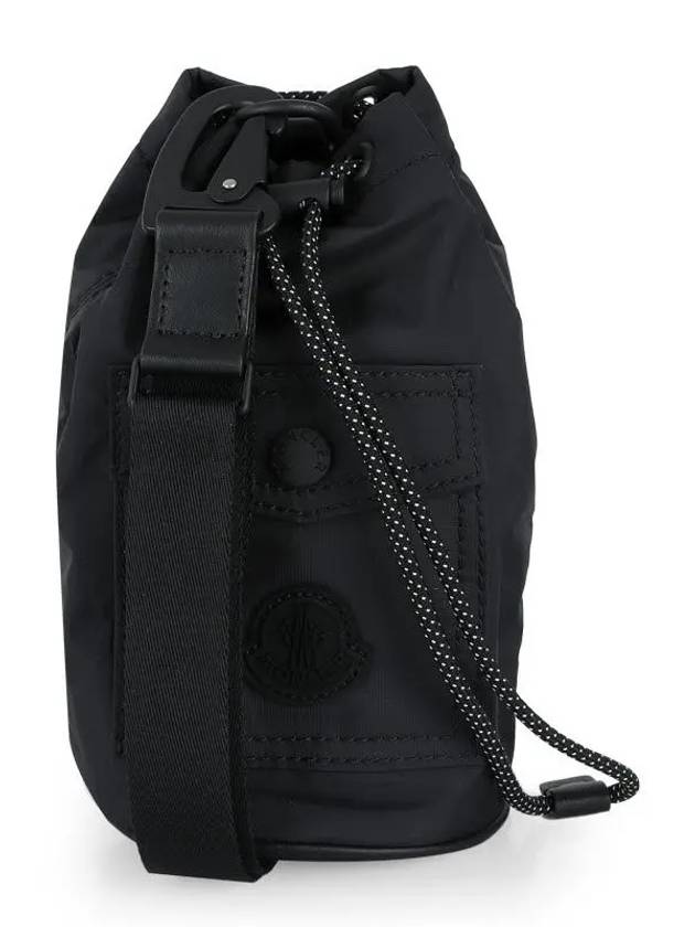 Logo Patch Drawstring Mini Bucket Bag Black - MONCLER - BALAAN 3