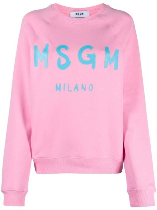 Brushed Logo Cotton Sweatshirt Pink - MSGM - BALAAN 2