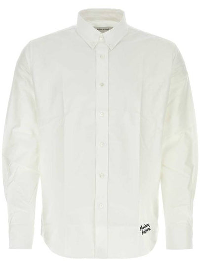 Embroidered Logo Long Sleeve Shirt White - MAISON KITSUNE - BALAAN 2