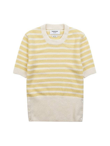 Striped jersey stitch short sleeve knit FKA413A Y8007 740 - THOM BROWNE - BALAAN 1