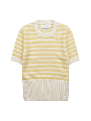 Striped jersey stitch short sleeve knit FKA413A Y8007 740 - THOM BROWNE - BALAAN 1