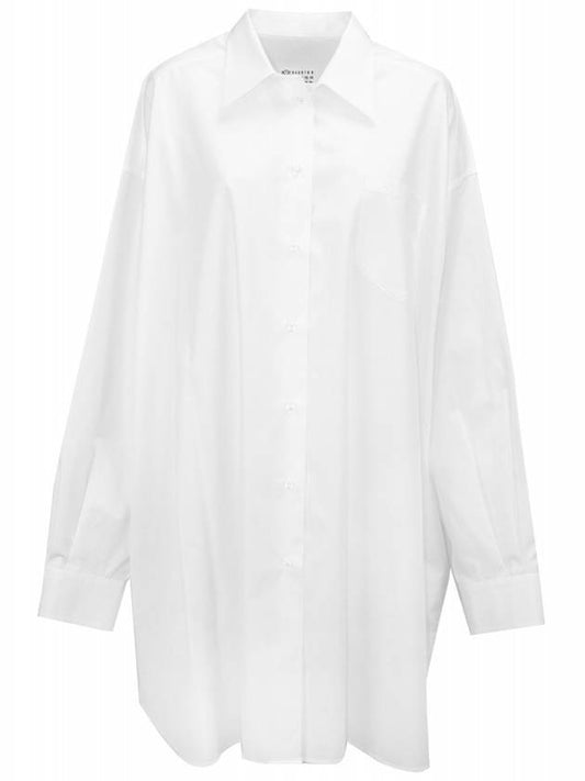 Women's Cotton Poplin Overfit Shirt Short Dress White - MAISON MARGIELA - BALAAN 1