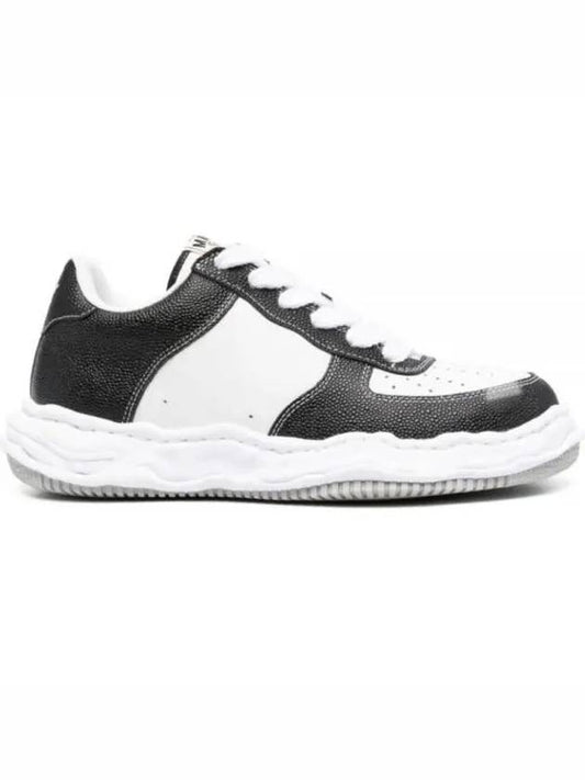 Maison MAISON Wayne OG Sole Embossed Leather Low Top Sneakers Black White - MIHARA YASUHIRO - BALAAN 2
