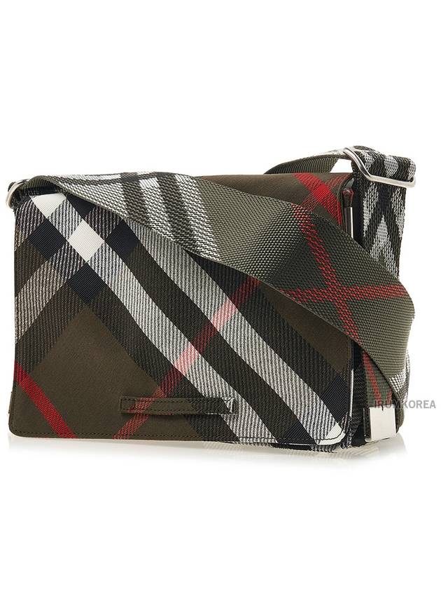 Checked Jacquard Messenger Bag Green - BURBERRY - BALAAN 3