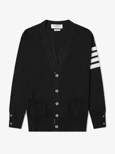 Men's Sustainable Classic Diagonal Wool Cardigan Black - THOM BROWNE - BALAAN 2