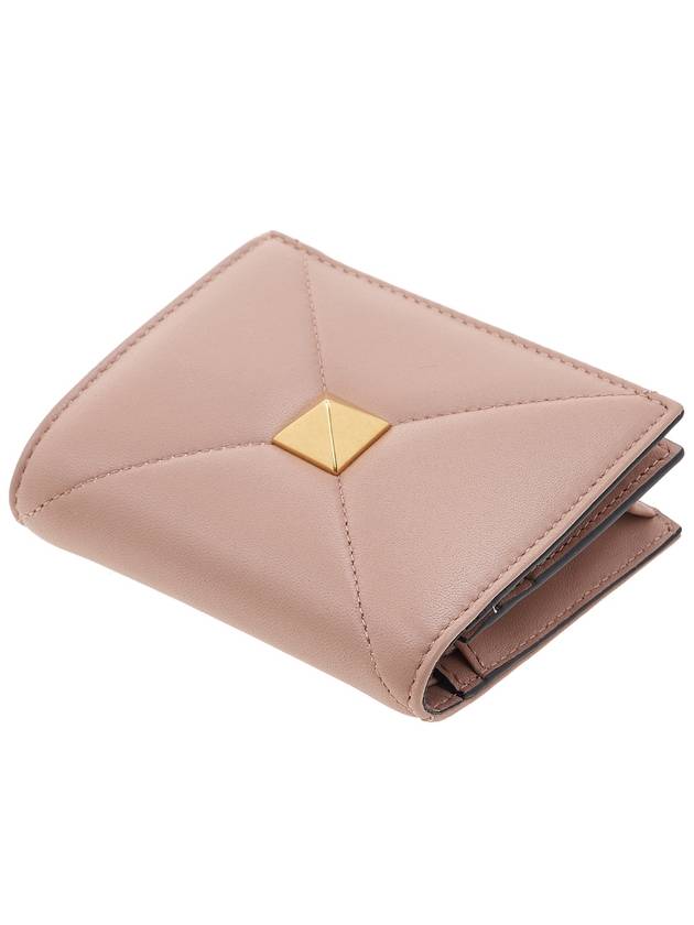 Roman Stud Small Nappa Leather Half Wallet Beige - VALENTINO - BALAAN 5