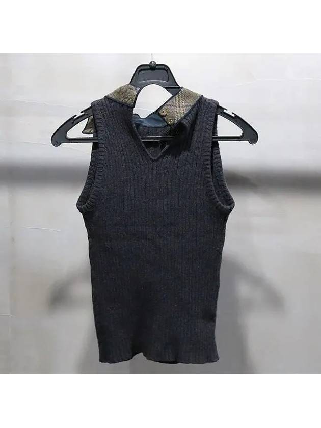 Wool blend dark brown color ribbed knit sleeveless - MOSCHINO - BALAAN 1