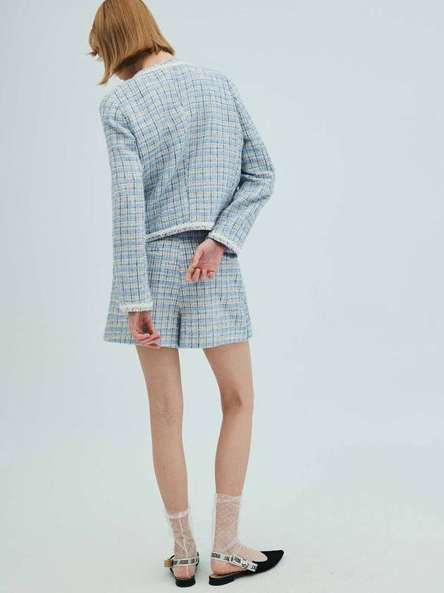 Check Tweed Wrap ShortsBlue - OPENING SUNSHINE - BALAAN 6