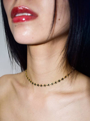 GOLD FLOWER NECKLACE BLACK choker - USITE - BALAAN 1