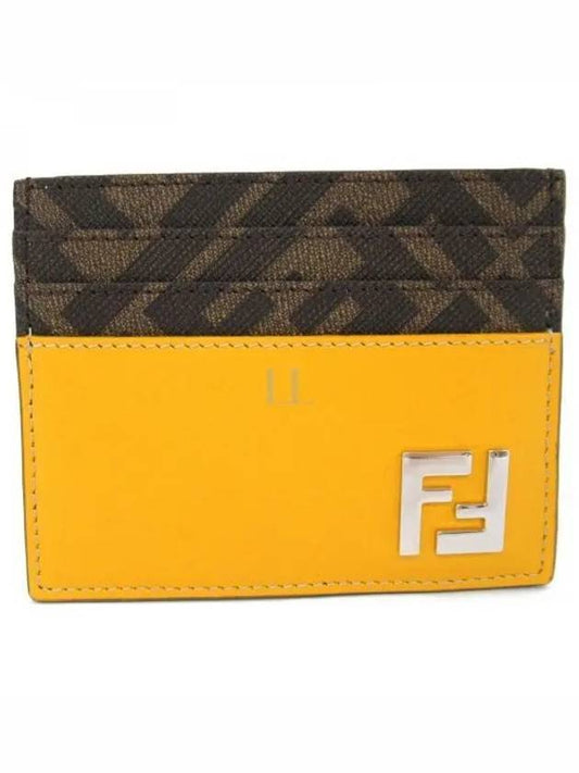FF Square Leather Card Wallet Yellow - FENDI - BALAAN 2