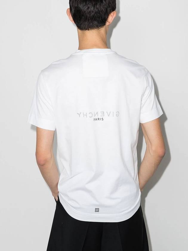 Men's Reverse Logo Round Slim Short Sleeve T-Shirt White - GIVENCHY - BALAAN 4