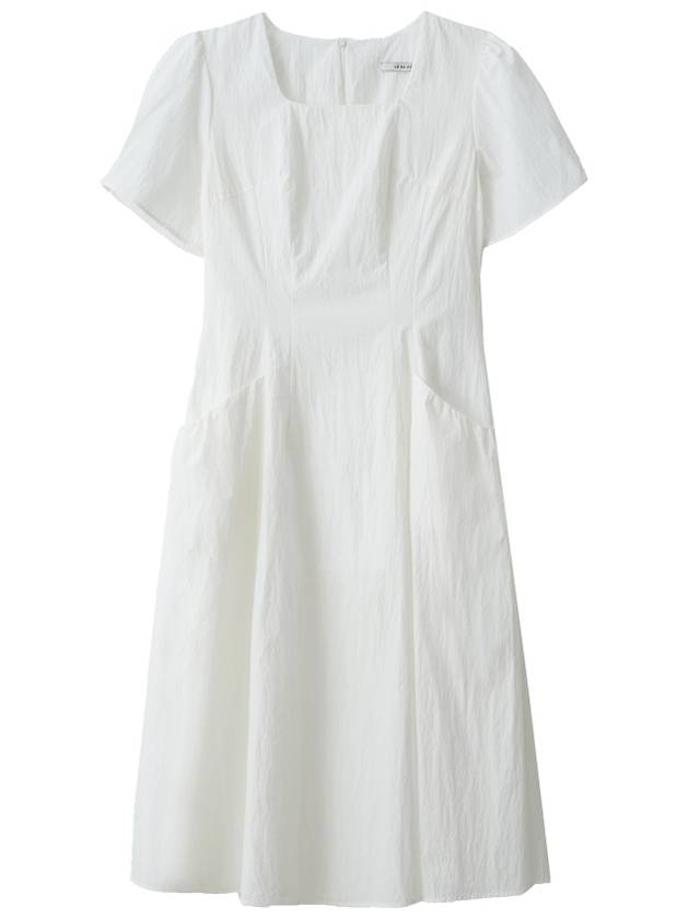 Square neck pocket shirring midi dress white - LESEIZIEME - BALAAN 8